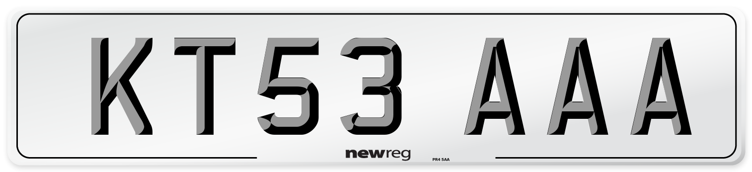 KT53 AAA Number Plate from New Reg